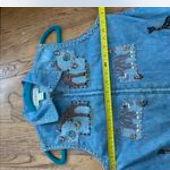 Vintage Dress Barn blue denim vest African zoo animal patches appliqué - Picture 6 of 7